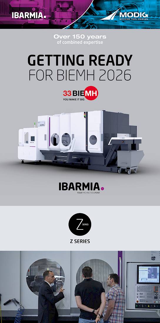 IBARMIA BIEMH 2026, MODIG BIEMH 2026, IBARMIA, MODIG, BIEMH 2026, ZMS4_15.08 EXTREME, machining center, CNC machining, integrated automation, machine tool, live demonstration, machining productivity, robust processes, Hall 1 stand E-11, Bilbao Exhibition Centre (BEC)
